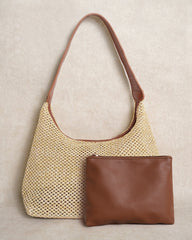 Khaki Straw Weaving Handbag