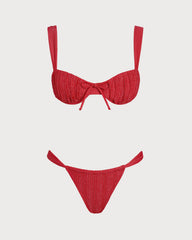 Red Sequins Underwire Bikini Set