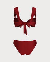 Red Triangle Low Waisted Bikini Set