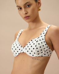 The White Polka Dot Underwire Bikini Top