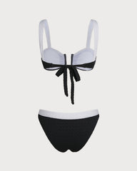 Black Contrast U Neck Triangle Bikini Set