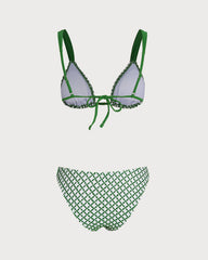 Green Plaid Triangle Bikini Set