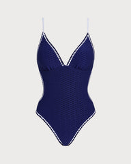Blue X Cross Bralette One Piece Swimwear