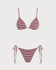 Red Striped Triangle Bikini Set