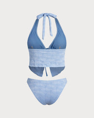 Blue Knitted Tankini Set