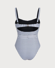 Black Plaid One Piece Swimwear
