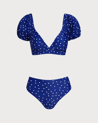 Blue Polka Dot Bikini Set