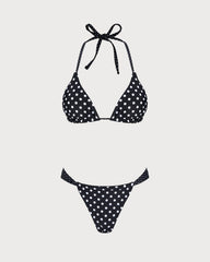 Black Polka Dot Reversible Bikini Set