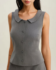 Collared Button Tank Top