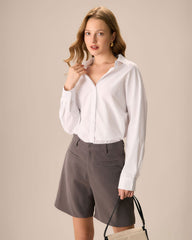 Women's Coffee Pocket Wide-leg Shorts