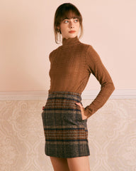 The Brown Natural Waisted Striped Mini Skirt