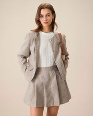 Khaki Pocket Pleated Mini Skirt
