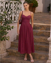Red Sweetheart Neck Sleeveless Slip Maxi Dress