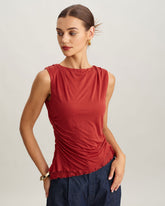 Red Round Neck Cropped Tank Top