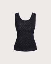 Blue Textured Crochet Tank Top