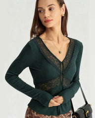 Green See Through Slim Knit Tee