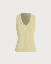 Yellow V Neck Textured Button Cardigan