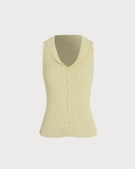 Yellow V Neck Textured Button Cardigan