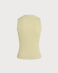 Yellow V Neck Textured Button Cardigan