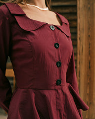 Red Square Neck Viscose Blouse