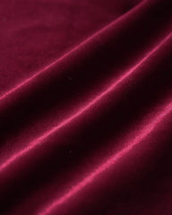 Wine Red Sleeveless Straps Velour Midi Dress