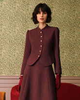 Burgundy Retro Single-breasted Tweed Jacket