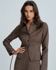 Coffee Button Plaid Shirt
