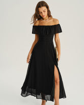 Black The Shoulder A-Line Maxi Dress