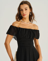 Black The Shoulder A-Line Maxi Dress