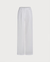 White Solid Casual Pants