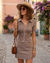 Brown Plaid A-Line Skirt
