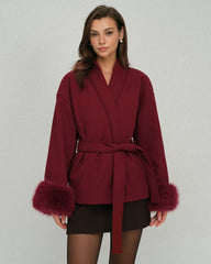 Wine Red Drawstring Jacket