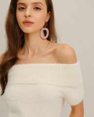 Beige The Shoulder Knit Tee