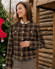 Brown Plaid Single Breasted Jacket