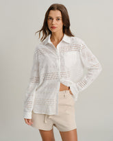 White Textured Loose Casual Shirt