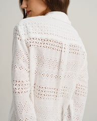White Textured Loose Casual Shirt