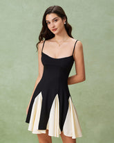 Black Contrast Slip Mini Dress