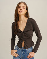 Coffee Twist Knit Tee