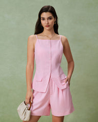 Pink Ruched Pocket Shorts