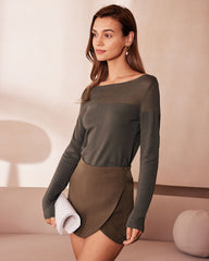 The Green Boat Neck Sheer Knit Top