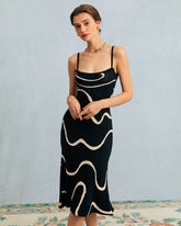 The Black Wave Mermaid Hem Knit Midi Dress