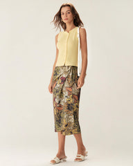 Yellow Round Neck Button Knit Vest