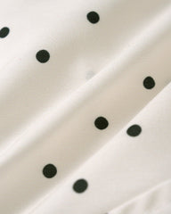White Mandarin Collar Polka Dot Tee
