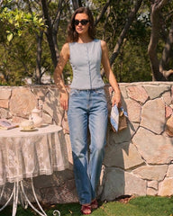 Blue Single Breasted Vest