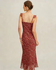 Red Floral Slip Maxi Dress