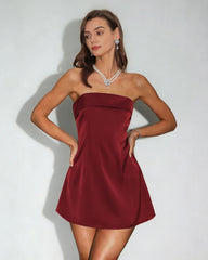Red Strapless A-Line Mini Dress
