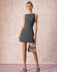 The Boat Neck Sleeveless Mini Dress