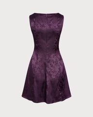 Purple Sleeveless Floral Mini Dress