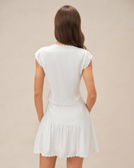 White Cap Sleeve Button Blouse