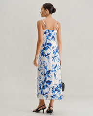 Blue Floral Bohemian Slip Maxi Dress